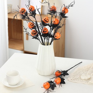 Nuovo prodotto decorazioni di Halloween <span class=keywords><strong>fiore</strong></span> artificiale di plastica Horror <span class=keywords><strong>zucca</strong></span> con fiori a gambo e Ghost Display per la festa a casa - Product Image 1