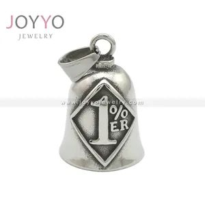 Vintage Motorcycle 1%ER Biker Bell Pendant Stainless Steel Bell Hanging Pendant for Men 1 ER Pendant Bell Jewelry