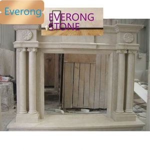 Manteau de cheminée en pierre de marbre blanc naturel conçu - Product Image 2