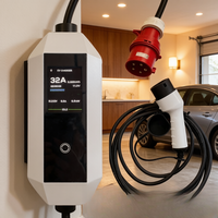 Neues Tragbares Reise-EV-Ladegerät 3,5kW 7kW Typ 2 IP54 Wetterfest 2,8 Zoll Display für Kofferraum TA-AC-B3-H