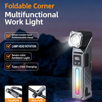 Lampe torche/lampe frontale/clip pour casquette/lampe de vélo 4-en-1 rotative à 90°, rechargeable par USB, étanche, haute luminosité, multifonctionnelle