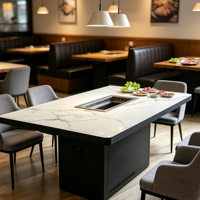 Table de barbecue commerciale de luxe Jilu Trade Supplier, sans fumée, auto-purifiante, avec échappement inférieur pour restaurant de barbecue