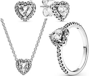 Parure a Forma di Cuore in <span class=keywords><strong>Argento</strong></span> Sterling 925 con Zirconi Colorati di Alta Qualità <span class=keywords><strong>Set</strong></span> Anello <span class=keywords><strong>Collana</strong></span> <span class=keywords><strong>e</strong></span> <span class=keywords><strong>Orecchini</strong></span> Gioielli di Lusso da Donna - Product Image 5