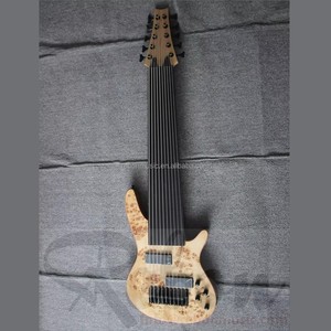 Guitare basse électrique Weifang Rebon de haute qualité, sans frettes, 10 cordes, en érable burl - Product Image 2