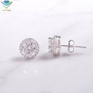 Pendientes unisex con diamante moissanita VVS, certificado GRA, chapados en oro, plata de ley 925, corte brillante redondo, engaste de garra, estilo Iced Out. - Product Image 6