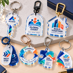 Porte-clés en acrylique personnalisés de forme créative, imprimés recto-verso avec logo, pour cadeaux d'événements d'entreprise, fabrication OEM ODM - Product Image 1