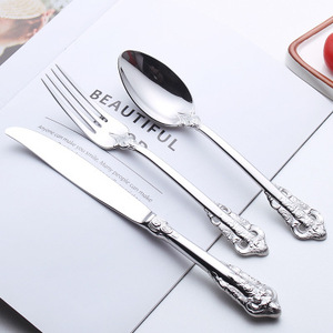 Commercio all'ingrosso di lusso antico manico in acciaio inox vintage argenteria posate per banchetti set di posate in argento per il matrimonio - Product Image 3