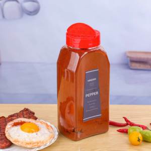 Producto directo de fábrica de grado alimenticio 900ML botellas de coctelera de especias de plástico transparente para mascotas contenedor de especias de plástico Rectangular doble aleta - Product Image 2