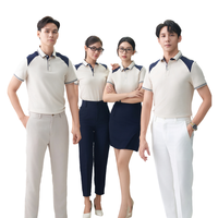 Polo tendance pour hommes et femmes, design bicolore aux épaules, durable, 220 g/m², 100 % coton, logo personnalisé, livraison rapide