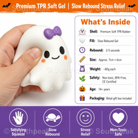 Southpeak Toy Squishy Fantôme d'Halloween en TPR souple à rebond lent, Kawaii, anti-stress, vente en gros, boîte cadeau incluse, 2 styles
