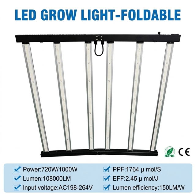 Dimmable Foldable 720W Full Spectrum Plant Light Power Supply Inserted Horticultural Led Grow Light 600w 800w 960w
