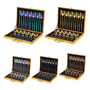 葡萄牙金餐具勺子套装24件套不锈钢家用餐具带木盒套装 - Product Image 6