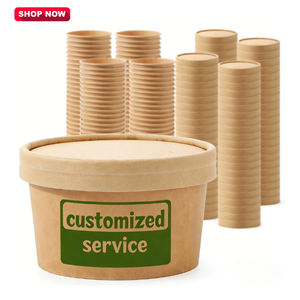 Vasos <span class=keywords><strong>de</strong></span> Papel Kraft Ecológicos para Sopa, Grado Alimenticio, <span class=keywords><strong>Caja</strong></span> para Llevar con Tapa, Impresión Personalizada, Contenedores Desechables para Almacenamiento <span class=keywords><strong>de</strong></span> Alimentos - Product Image 1