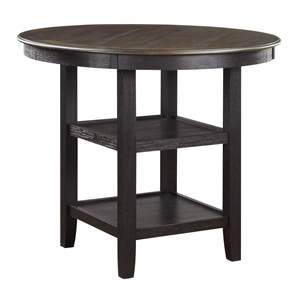 Meubles de style transitionnel DB marron et noir 1pc Table à manger à hauteur de comptoir avec 2x étagères de présentation finition marron et noire - Product Image 1