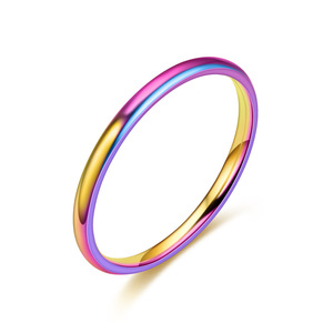 2mm Stainless Steel Thin <b>Ring</b> Women's Korean-style Niche <b>Ring</b> Stainless Steel Glossy <b>Couple</b> <b>Ring</b> - Product Image 2