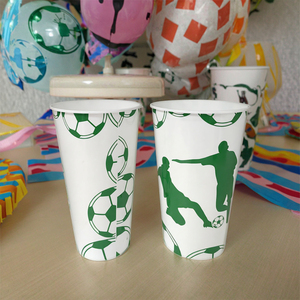 PS Plastic Football Shape Party Drink <b>Cup</b> 32oz With Straw With Lid <b>Reusable</b> Camping Outdoor Sports Event Custom Logo Wholesale - Product Image 3