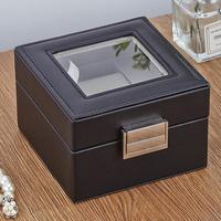 Boîte de rangement pour montres en cuir PU avec couvercle transparent, étui de présentation pour montres mécaniques, coffret cadeau pour collectionneur de montres avec métal