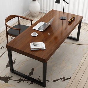 Nordic-style Solid Wood Office <strong>Desk</strong> Large Computer <strong>Desk</strong> for Home Use Bedroom Metal <strong>Long</strong> Table - Product Image 4