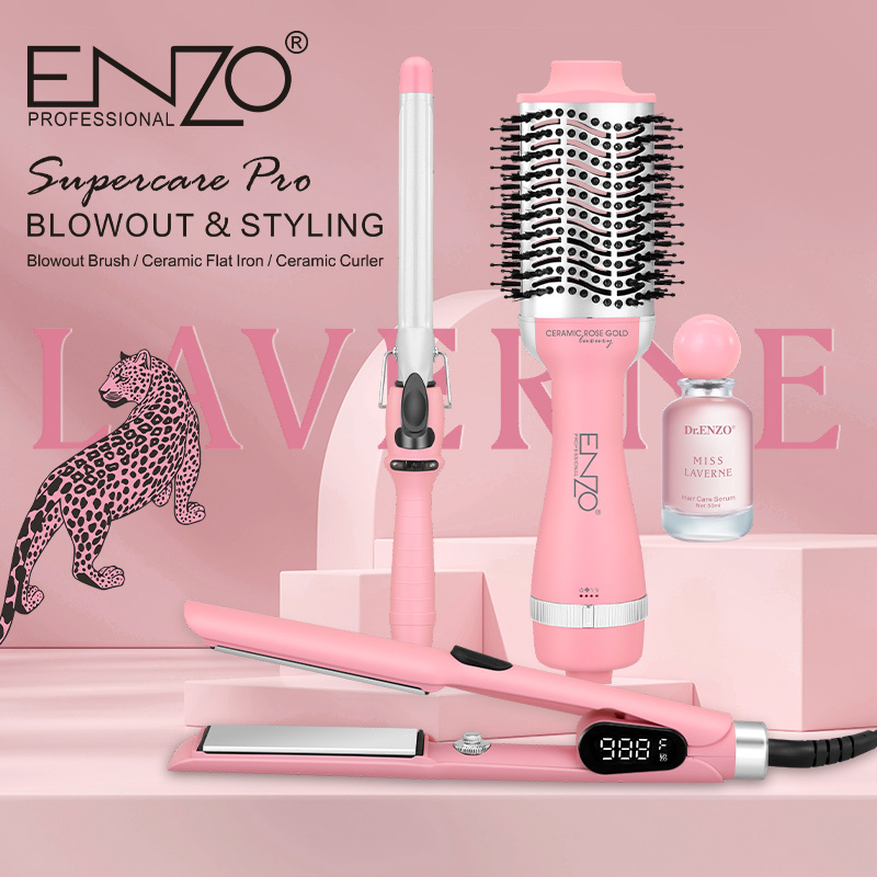 ENZO EN-5610 プロフェッショナルピンク4in1 セラミックアイロン