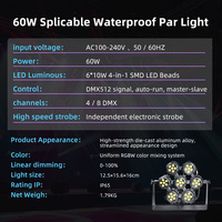 Projecteur de scène LED 6*10 quatre-en-un en gros, matrice COB PAR, combinaison de lumières pour scène, fête, performance, mini projecteur LED pour public