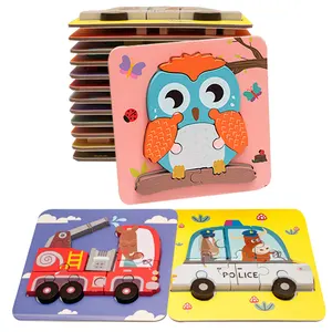 Vendita calda 3D Learning Puzzle in legno inglese per bambini Grab Board Puzzle in legno giocattoli educativi per bambini