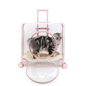 Transportín Transparente para Mascotas con Ruedas para Gatos y Perros, de Gran Capacidad, Color Rosa - Product Image 5