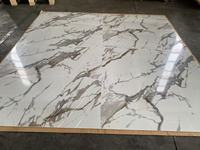 Panneau mural SPC personnalisé, feuille de marbre UV, marbre blanc neige brillant, feuilles de PVC, plaque de PVC
