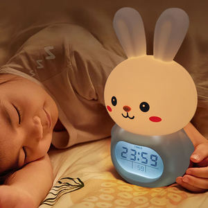 Veilleuse Lapin à Commande Tactile, Lampe Réveil <span class=keywords><strong>Horloge</strong></span> de Table, Entraînement au Sommeil, Silicone Doux, Chevet, Couleurs Changeantes, Chambre à Coucher, Cadeau de Pâques - Product Image 2
