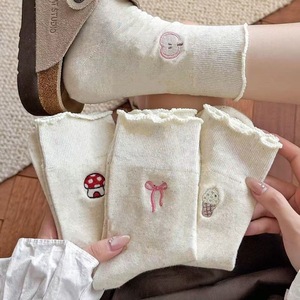 ถุงเท้าลูกเรือสำหรับผู้หญิง ระบายอากาศได้ดี ซึมซับเหงื่อ ป้องกันกลิ่น ลายไอศกรีม แอปเปิ้ล โบว์ เห็ด เหมาะสำหรับใส่ในฤดูร้อนและฤดูใบไม้ผลิ - Product Image 1