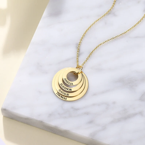 Personalisierte Mama-Halskette mit 2-6 Gravierten Anhängern, Edelstahl Silber Gold Roségold Schmuck, Muttertagsgeschenk für Frauen - Product Image 1