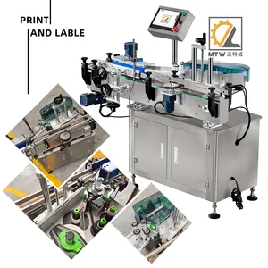 MTW automatic barcode print & apply online printing label round bottle labeling machine