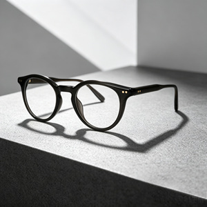 <span class=keywords><strong>Occhiali</strong></span> Rotondi Vintage Retrò con Rivetti, Montature Ottiche in Acetato <span class=keywords><strong>Trasparente</strong></span> Grigio, Unisex per Uomini e Donne - Product Image 1