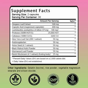 Cápsulas Candida Complex OEM/ODM, Gran Venta, Refuerza el Sistema Inmunológico, Apoya la Salud Intestinal, Limpieza con Hierbas - Product Image 2