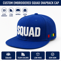 Topi Snapback 5 Panel Bordir 3D Puff 100% Poliester 5 Warna Tim Logo Kustom Pinggiran Datar OEM ODM Team Building
