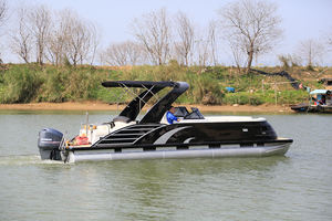 Kinocean-Pontón de fibra de vidrio de lujo de 27 pies, <span class=keywords><strong>barco</strong></span> de <span class=keywords><strong>8m</strong></span> de longitud con tumbona trasera para turismo, crucero, pesca, motor fueraborda opcional - Product Image 2