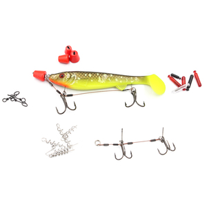 Ensemble <span class=keywords><strong>de</strong></span> leurres métalliques pour la pêche en eau douce Selco Big Soft Plastic Shad Stinger Rig pour la pêche à la traîne, leurres pour perches et sandres - Product Image 1