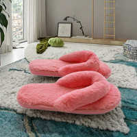 Claquettes d'intérieur légères et super confortables en fausse fourrure pour femmes et jeunes filles, vegan, couleur unie, automne, bout ouvert, moelleuses