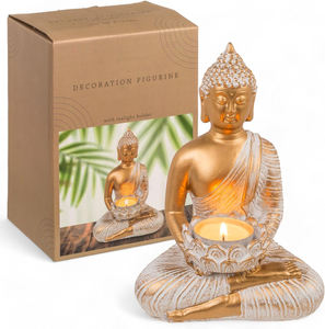 حرفة راتنج زخرفة شمعدان البوذية ، ديكور منزلي حامل شمع شمع - Product Image 1