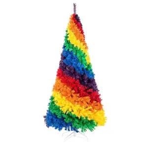 Árvore de natal artificial colorida, árvore de natal artificial moderna de 7ft colorida para decoração interna