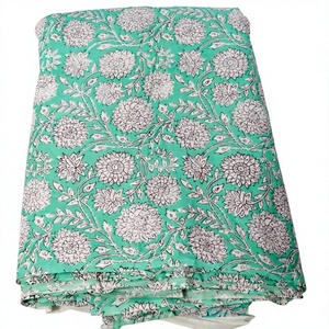 Tissu en coton 100% imprimé à la main en Inde pour femmes et filles - Écologique, léger, doux au toucher, respirant, séchage rapide - Product Image 1