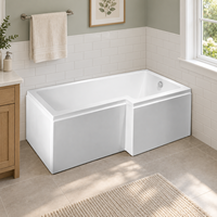 Baignoire autoportante en acrylique en forme de L 1500x850mm avec rebord plat et finition blanche pour projets résidentiels