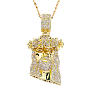 Collar de circonitas estilo rap para hombre, con colgante de corona de rosas de Jesús, el más vendido, joyería exquisita - Product Image 1