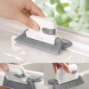 2-in-1 Multifunctional Hand Held Scourer Groove <b>Cleaning</b> <b>Brush</b> Nylon Bristles Eco-Friendly Durable Plastic Handle for <b>Window</b> - Product Image 1