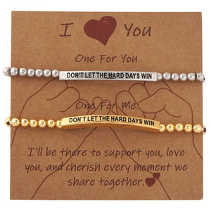 Bracelets en perles pour couple Go2boho, ne laissez pas les jours difficiles gagner, ensemble de bracelets pour lui et elle - Product Image 4