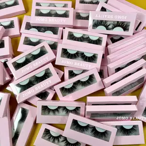 뜨거운 판매 25mm 3D 밍크 속눈썹 진짜 시베리아 극적인 밍크 속눈썹 핑크 종이 상자