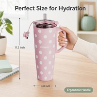 Gobelet isotherme en acier inoxydable sans BPA, avec isolation thermique de 6 à 12 heures, anti-fuite, anti-déversement, avec poignée et couvercle, pour utilisation en voiture
