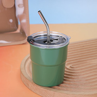 Gobelet isotherme portable de style sportif 12oz en acier inoxydable 304, pour vin et café, avec paille, pour l'extérieur, promotionnel, pour le commerce transfrontalier