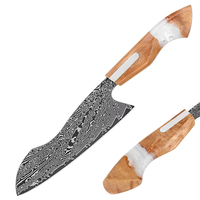 Couteau Santoku en acier damas de haute qualité rasoir couteau de chef japonais tranchant résine blanche et manche en bois outils de coupe de cuisine