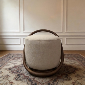 Hoolnn HLN003 Repose-pieds Ottoman <span class=keywords><strong>Rond</strong></span> <span class=keywords><strong>en</strong></span> Noyer Massif Style Ferme Ancienne pour Décoration Intérieure et Utilisation à Domicile et <span class=keywords><strong>en</strong></span> Hôpital - Product Image 1