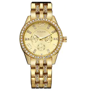 2023 Geneva Watch Women Dress Watches Rose Gold Full Steel Analog Ladies Wrist Watches